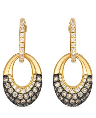 Vanilla and Chocolate Drop Earrings (0.62 ct. t.w) in 14K Honey Gold