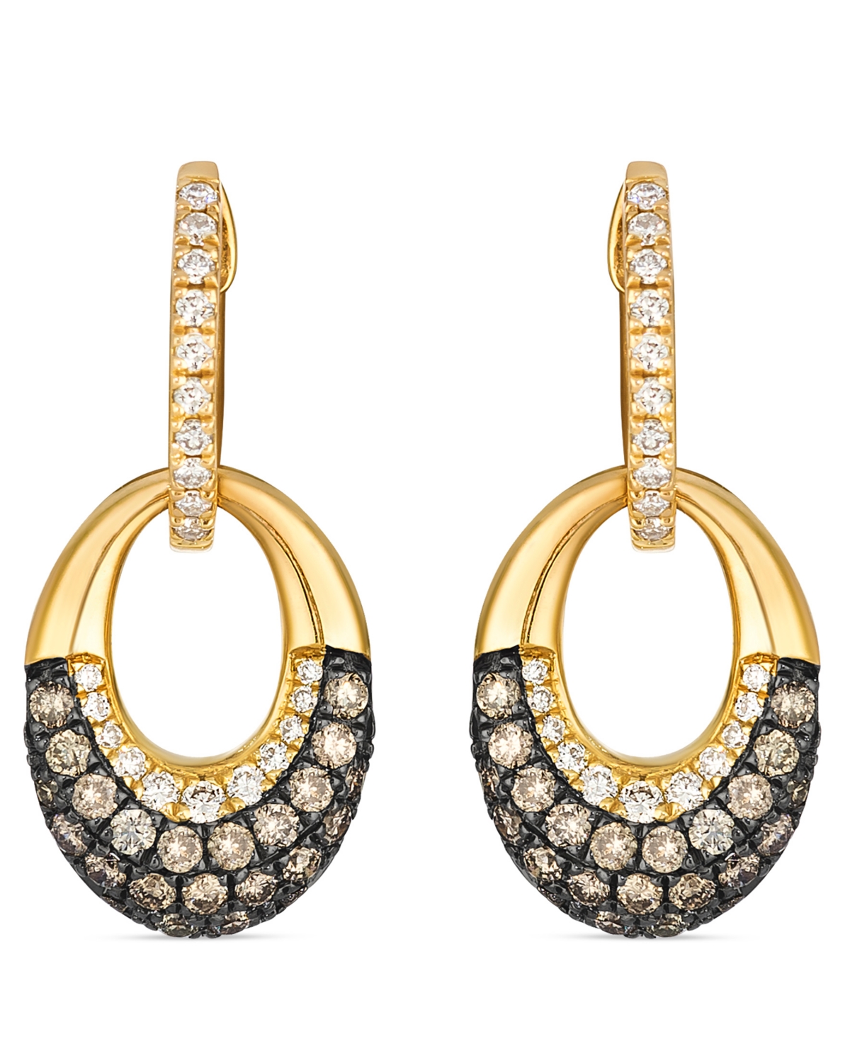 Le Vian Vanilla And Chocolate Drop Earrings (0.62 Ct. T.w) In 14k Honey Gold In Gold