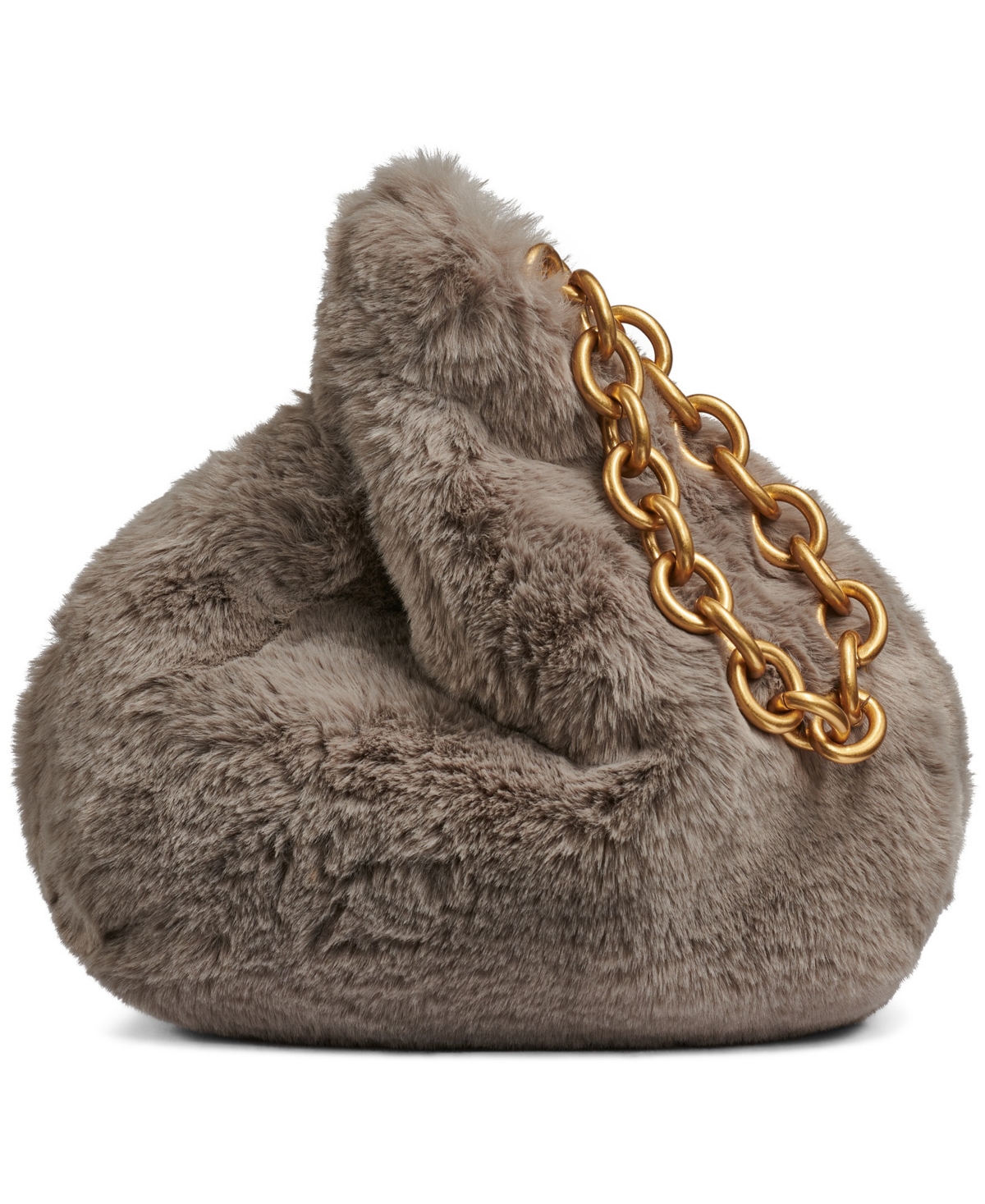 Donna Karan Lawrence Faux Fur Wristlet Wallet With Chain Strap In Gray