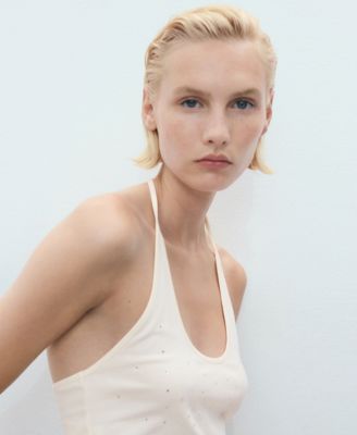 Women's Metallic Appliques Halter Neck Top