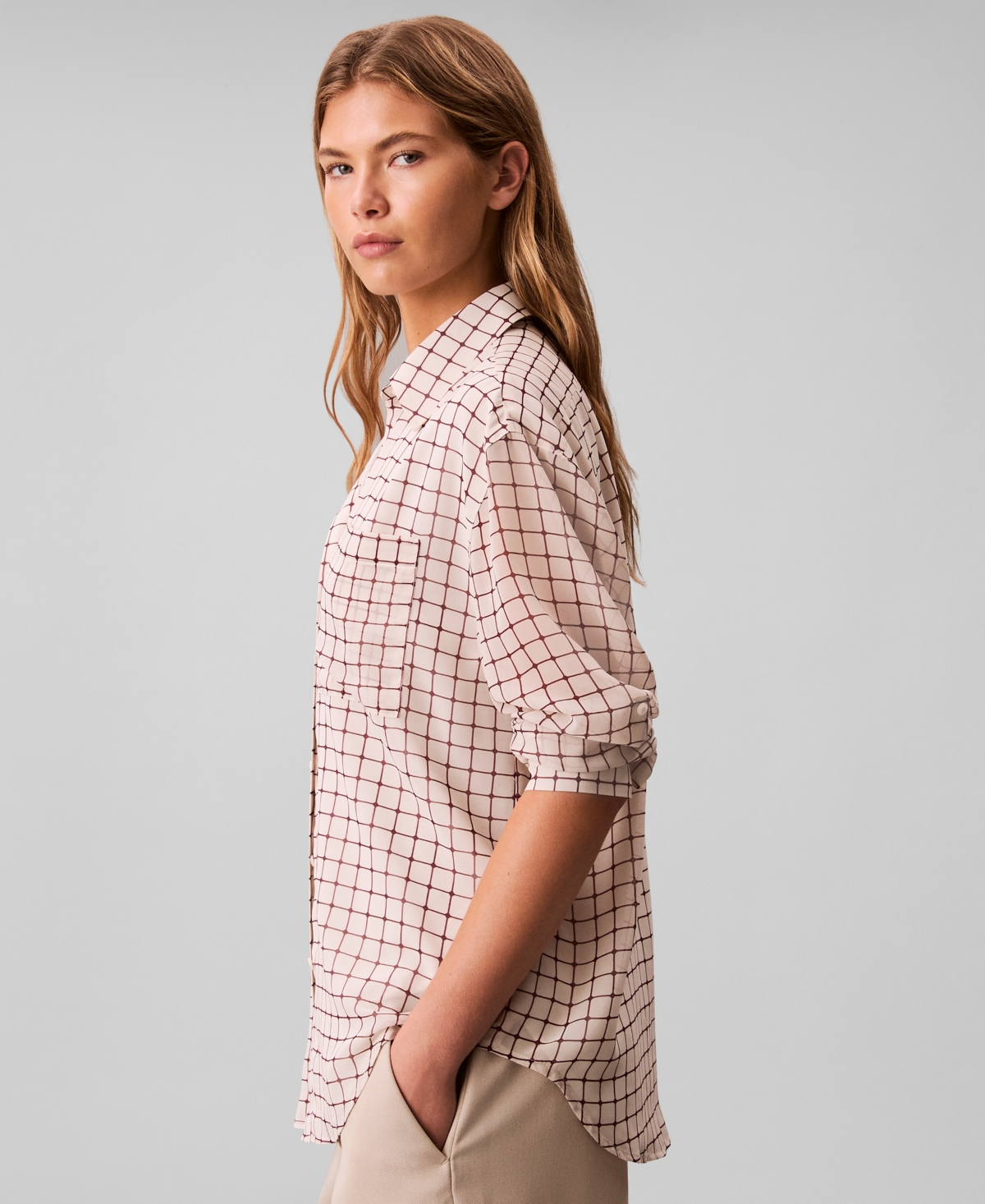 Calvin Klein Women's Printed Classic Button-front Shirt In Multi