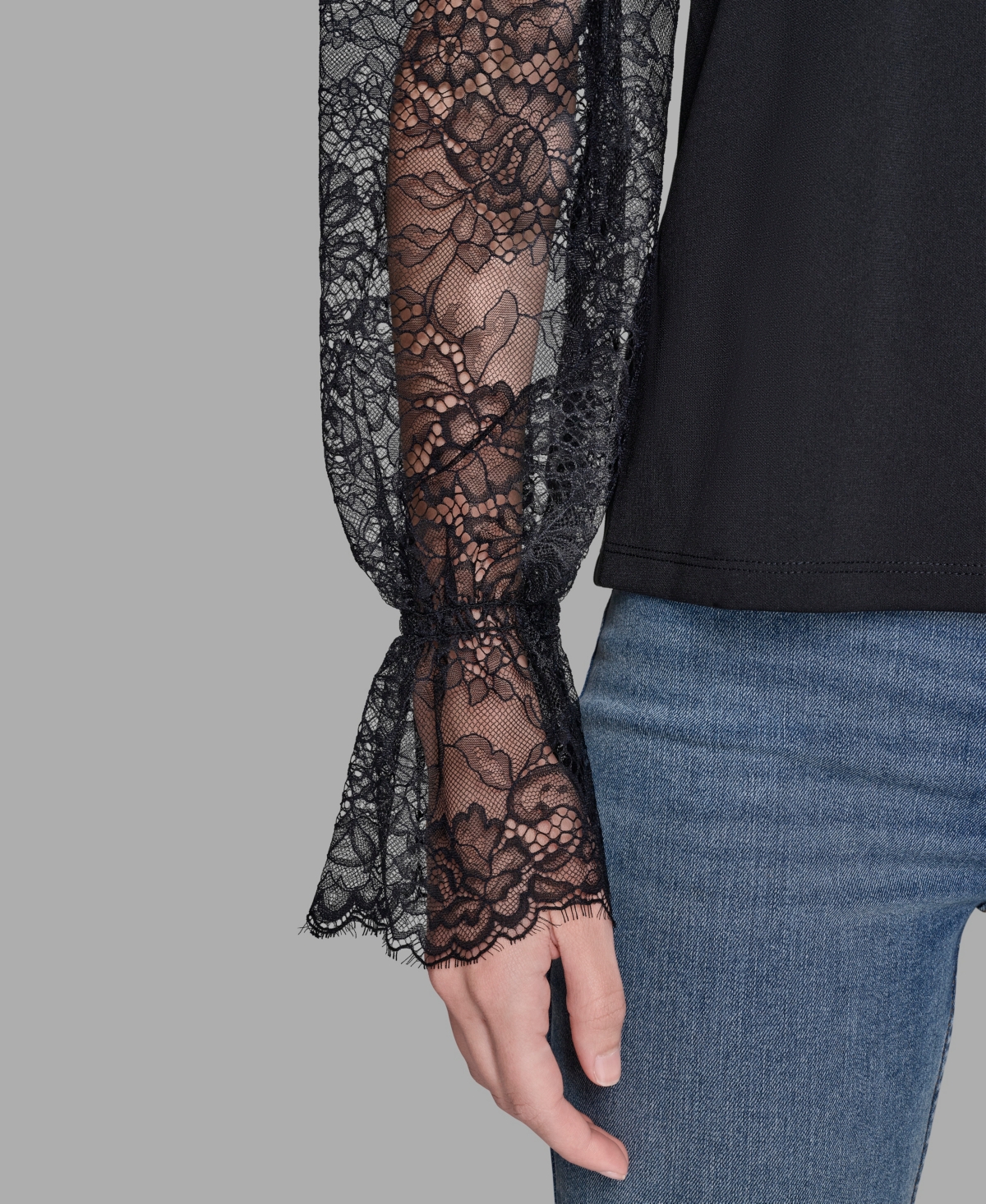 Karl Lagerfeld Women's Sheer Lace Blouse In Black