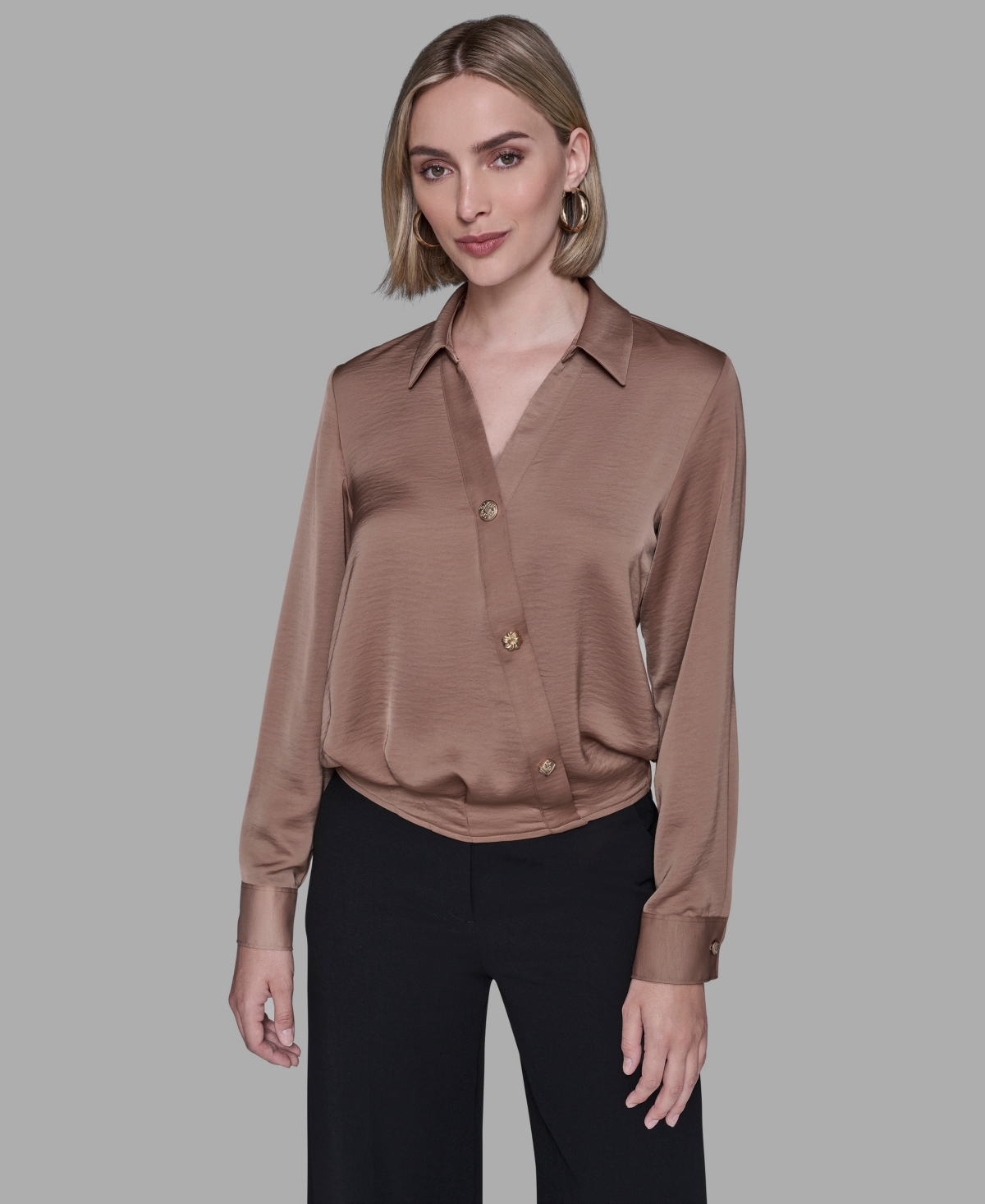 Karl Lagerfeld Paris Women's Collared Neck Blouse