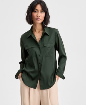 On 34th - Women's Button-Front Long-Sleeve Utility Shirt