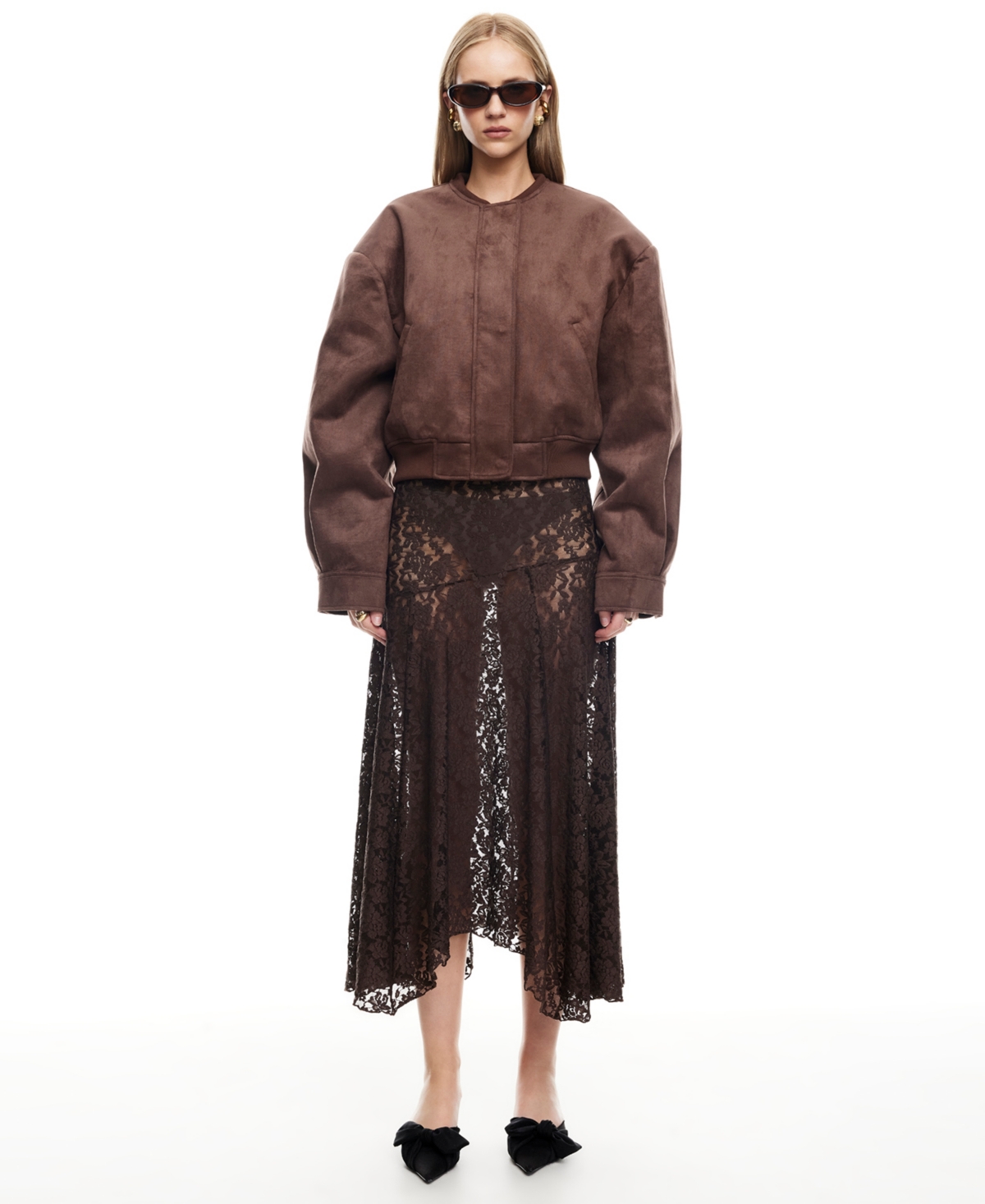 Lioness Women's Legacy Suede Bomber Jacket In Brown
