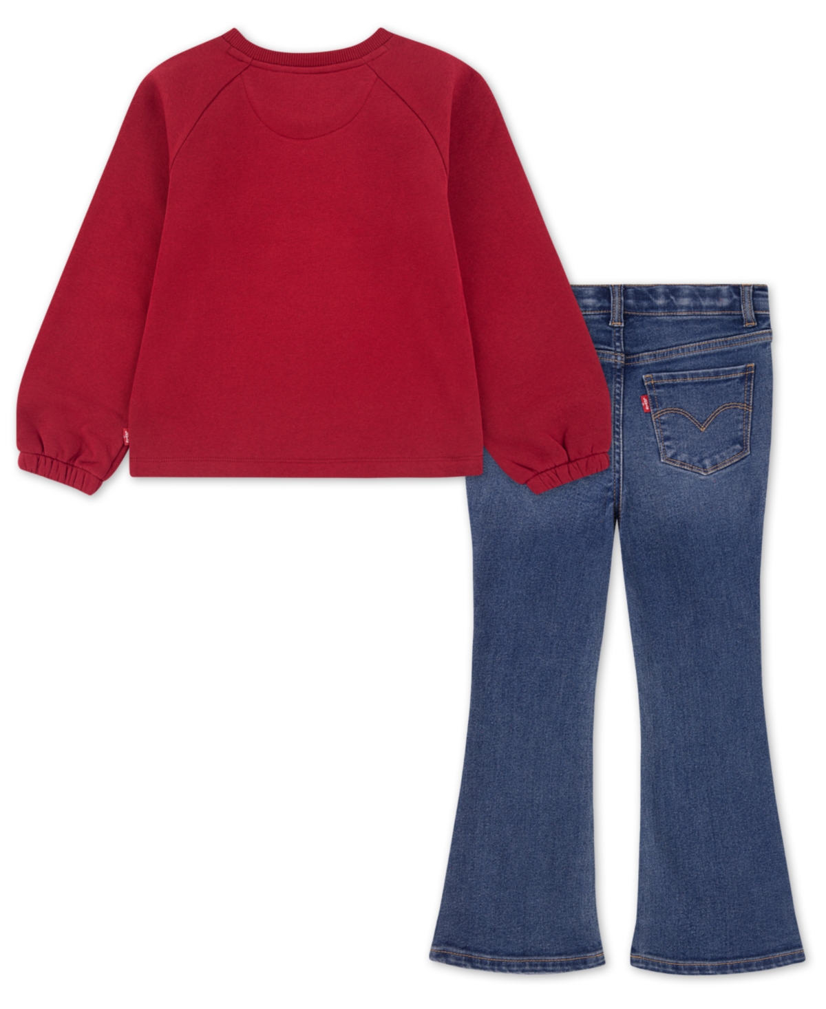 Levi's Little Girls 2-Piece Ruched Crewneck Top and Flared Jeans Set