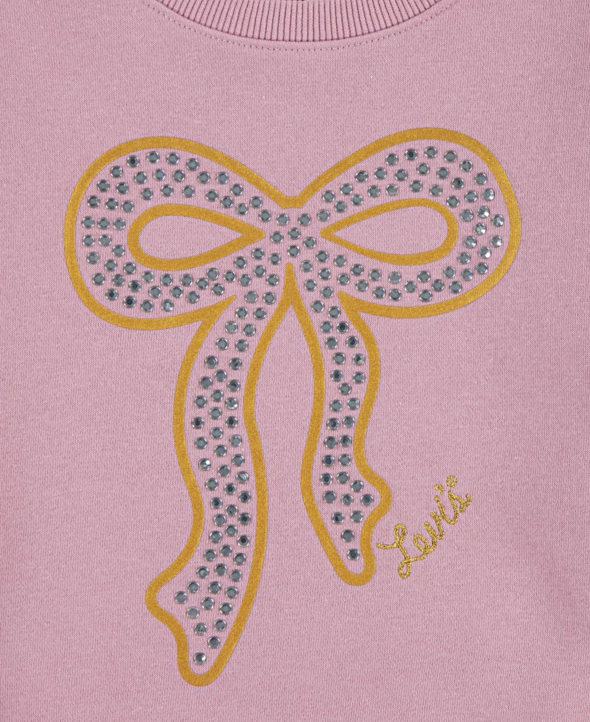 Levi's Girls Meet And Greet Ribbed Crewneck Long Sleeve T-shirt In Pink