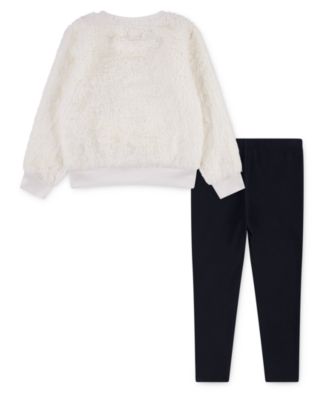 Little Girls 2-Piece Sherpa Crewneck Top and Leggings Set