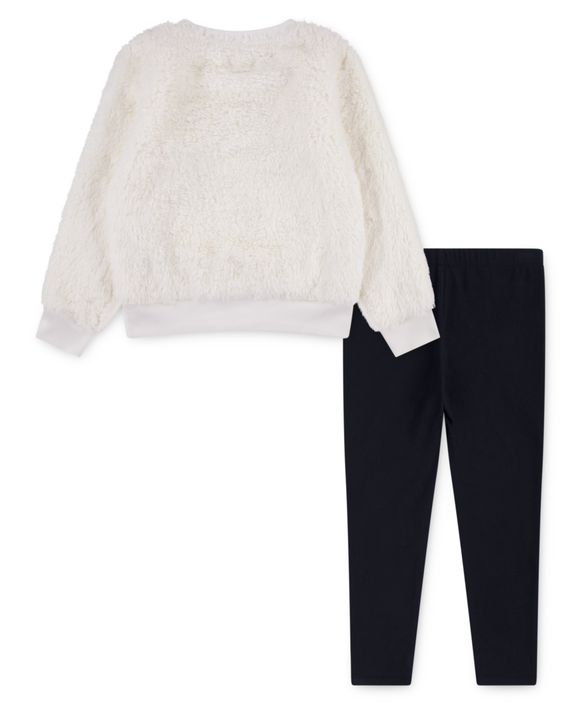 Levi's Little Girls 2-piece Sherpa Crewneck Top And Leggings Set In Black