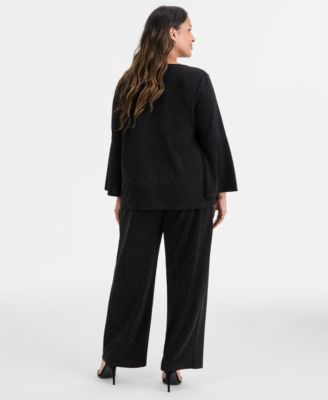 AK Anne Klein Plus Size Bell-Sleeve Top & Wide-Leg Pull-On Pants