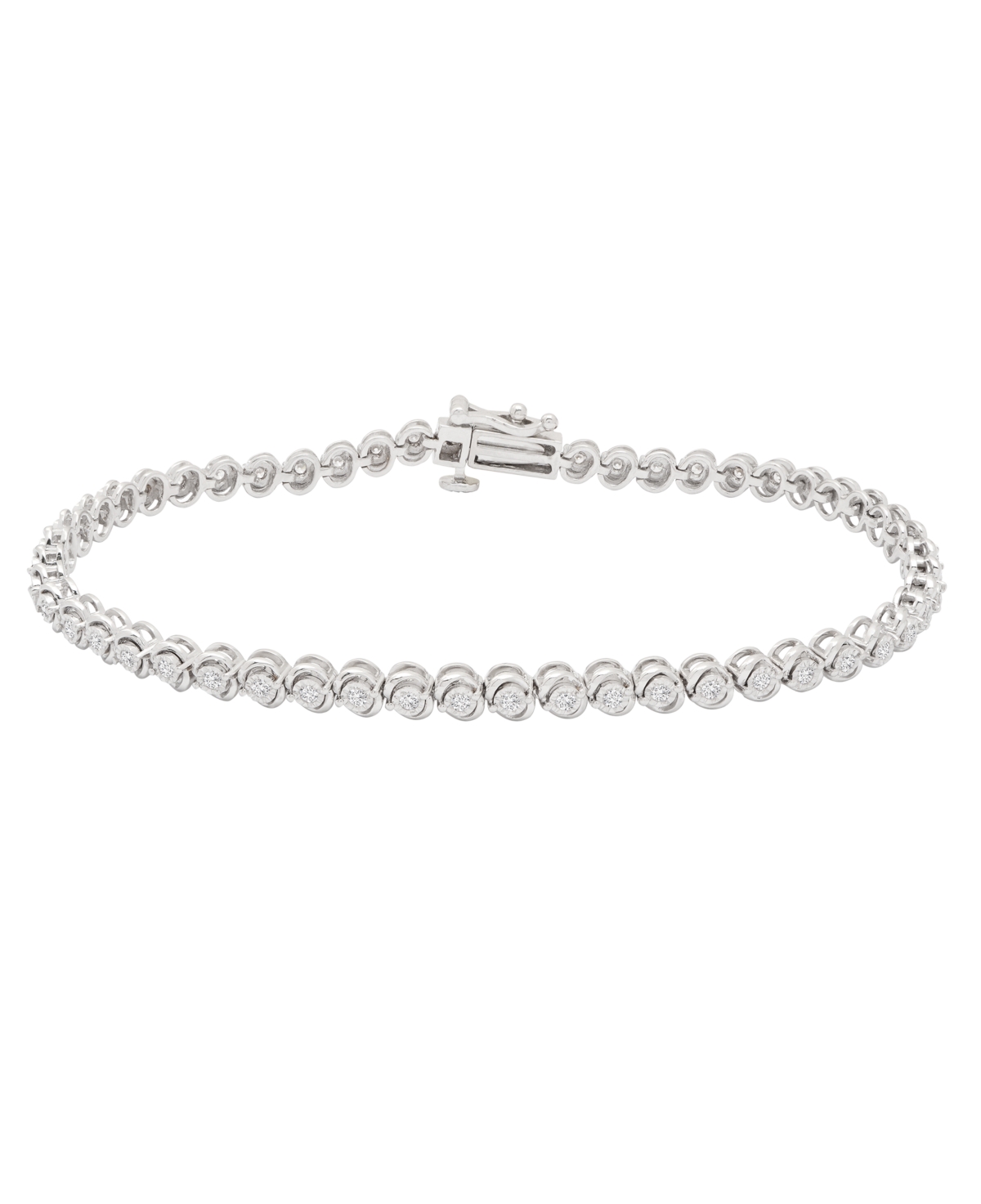 Macy's Diamond Tennis Bracelet (1 Ct. T.w.) In 10k White Gold In Metallic