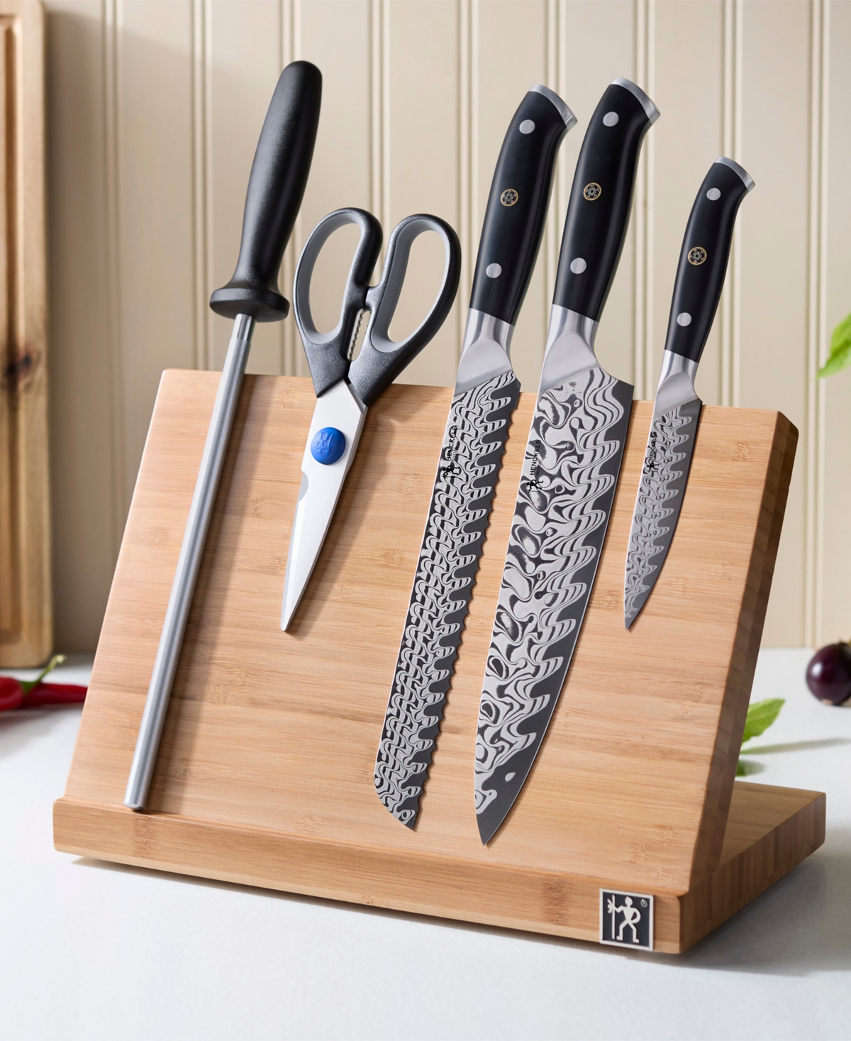Henckels Compass Damascus 6-pc. Magnetic Easel Set In Black