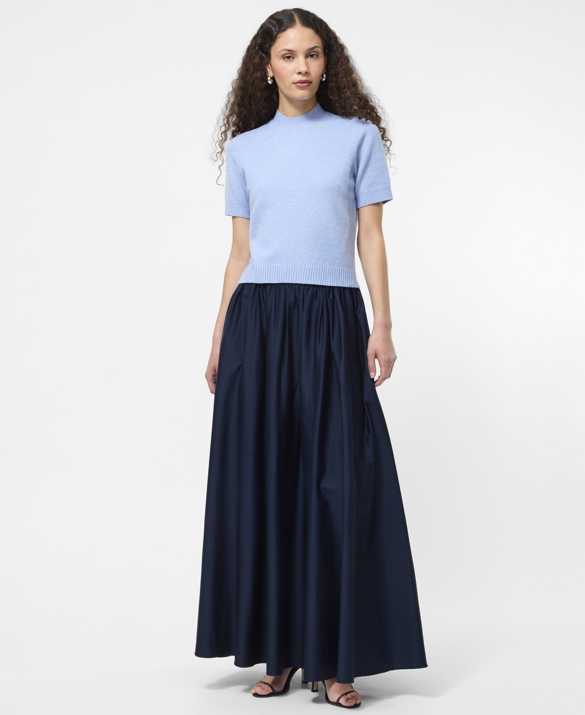 French Connection Vhari Short Sleeve Crop Sweater In Blue
