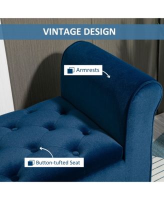 Button-Tufted Storage Rubberwood Ottoman Bed Bench,