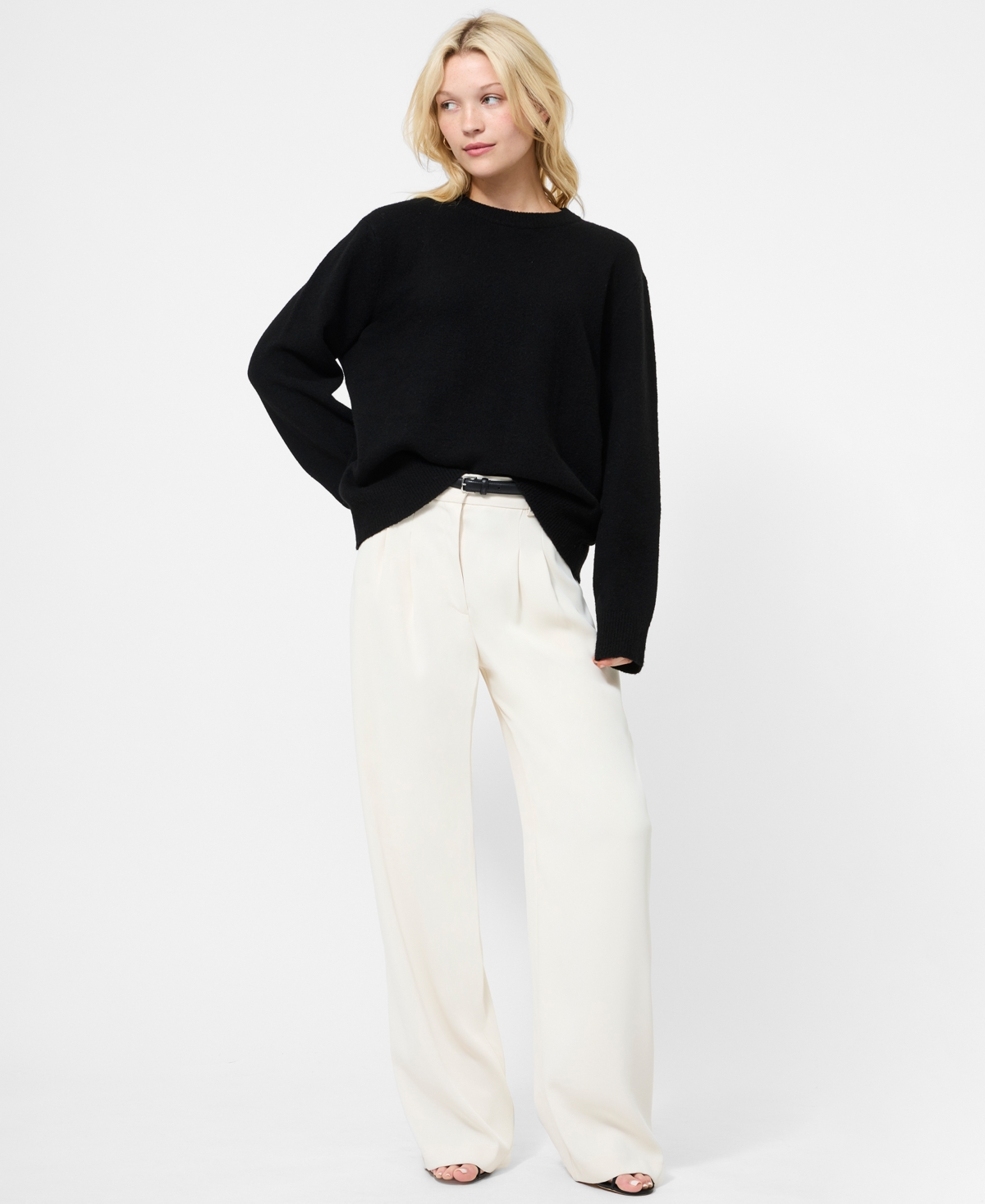 French Connection Crewneck Pullover Sweater In Black