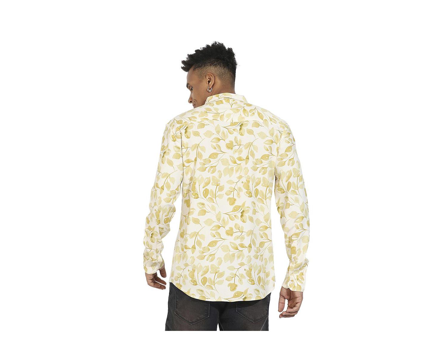 Men's Artistic Foliage Print Shirt