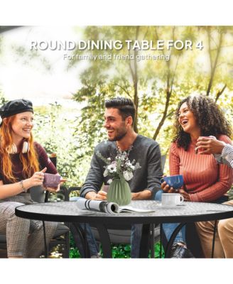 38" Round Patio Table, Tempe Glass Outdoor Dining Table,