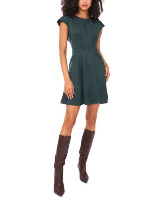 Women's Faux-Suede Cap Sleeves Mini Dress