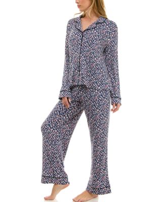 Women's 2-Piece Long Sleeve Top and Printed Pajama Set