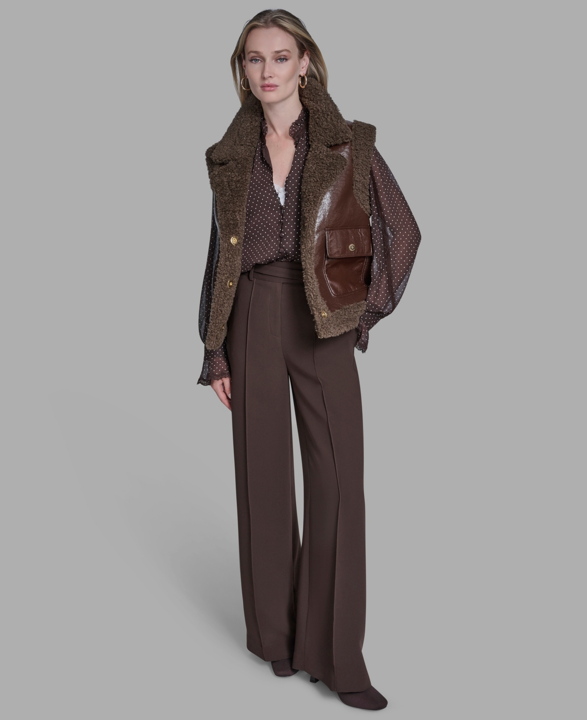 Bcbg Women's Snap Front Vest Sweater In Brown