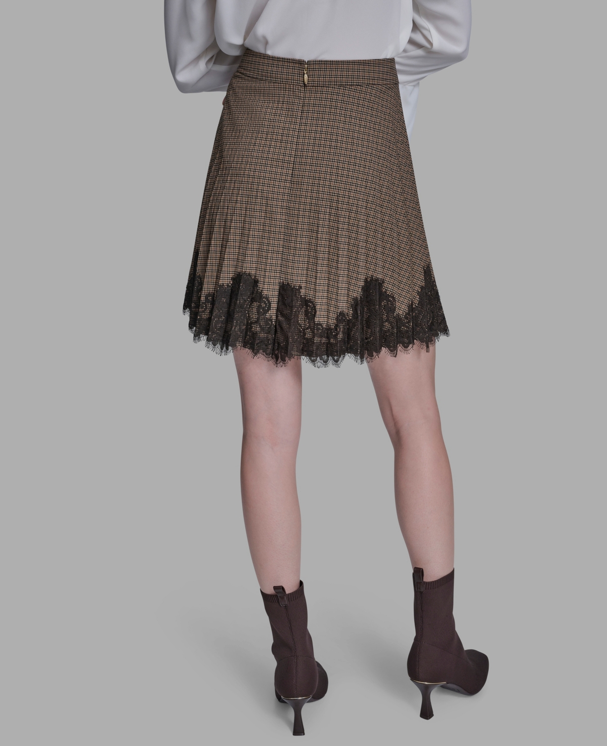 Bcbg Women's Lace Hem Pleated Skirt In Brown