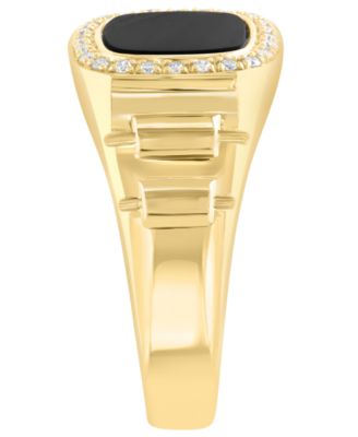 Men's Diamond (1/6 ct. t.w.) and Onyx (1-3/8 ct. t.w.) Ring in 14K Yellow Gold