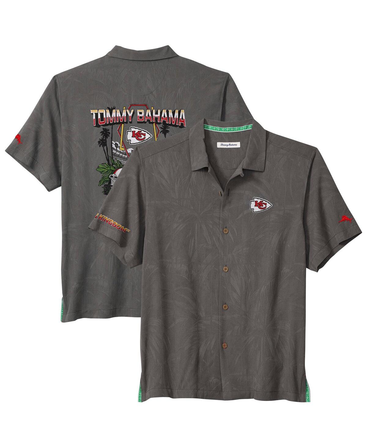 Tommy Bahama Men's Gray Kansas City Chiefs Endzone Paradise Coolmax Button-up Shirt In Gray