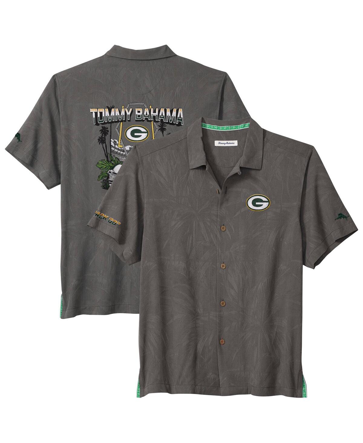 Tommy Bahama Men's Gray Green Bay Packers Endzone Paradise Coolmax Button-up Shirt In Gray