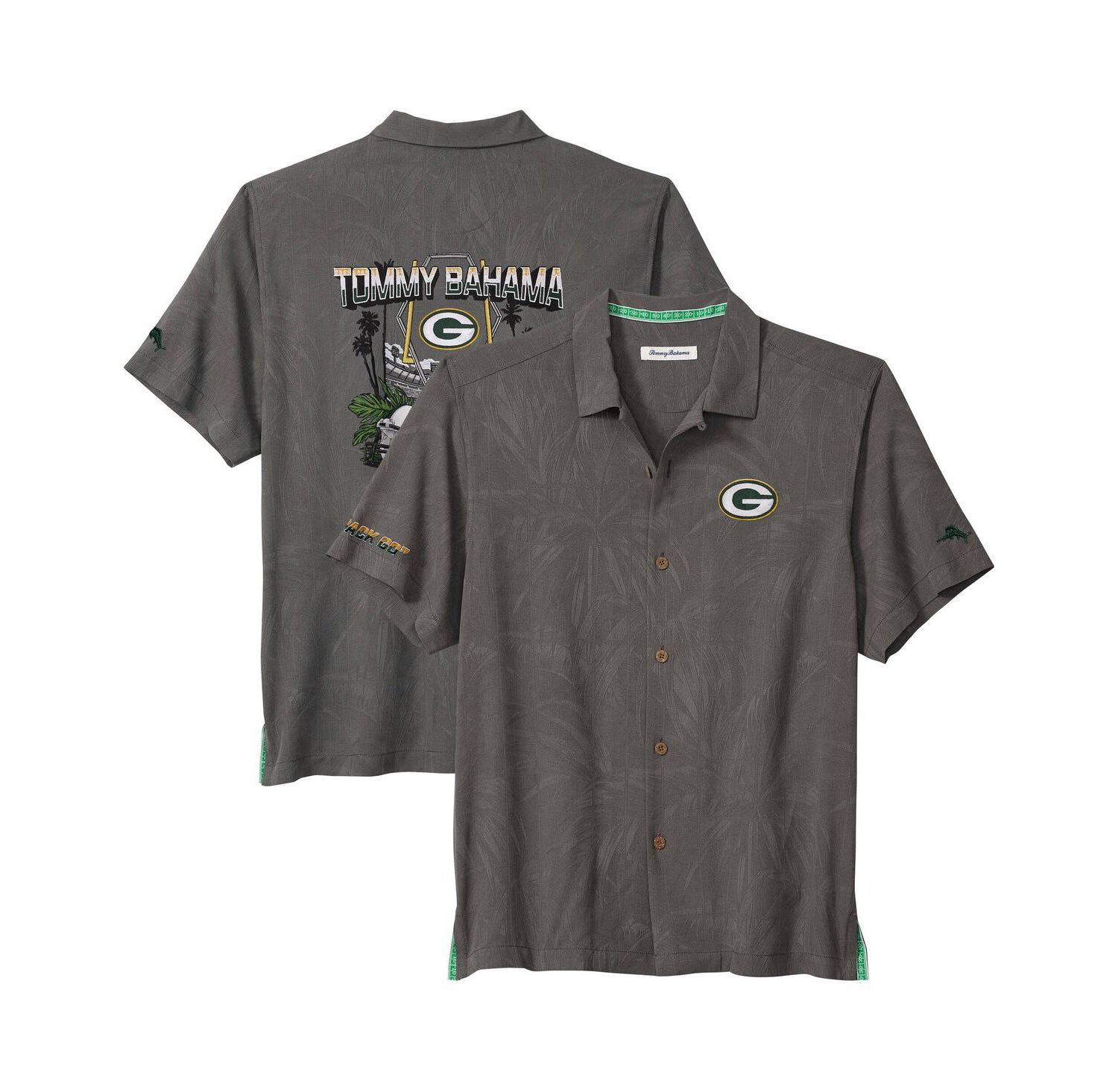 Men's Gray Green Bay Packers Endzone Paradise COOLMAX Button-Up Shirt