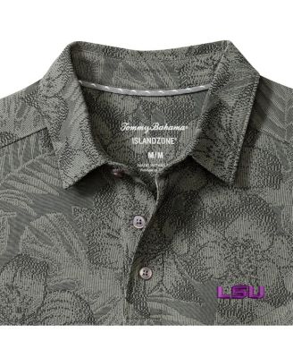 Men's Gray LSU Tigers Palm Fresco Hibiscus IslandZone Polo Shirt