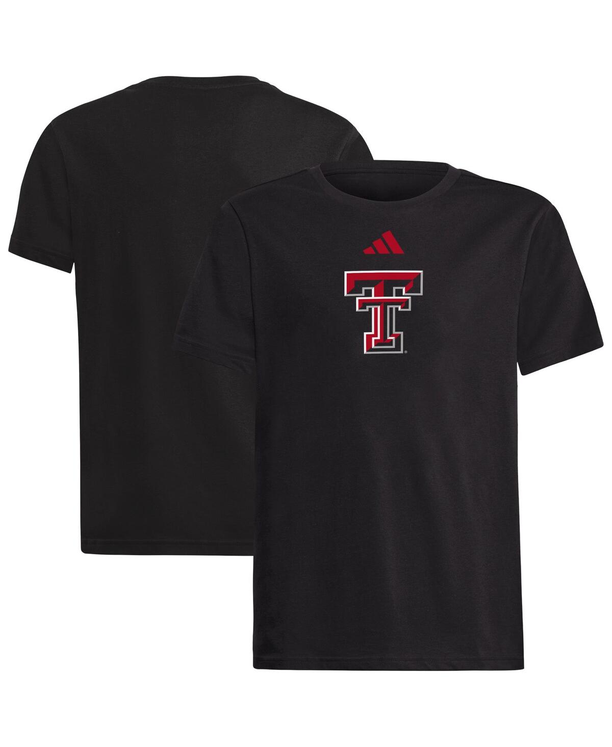 Adidas Big Boys and Girls Black Texas Tech Red Raiders Logo T-Shirt