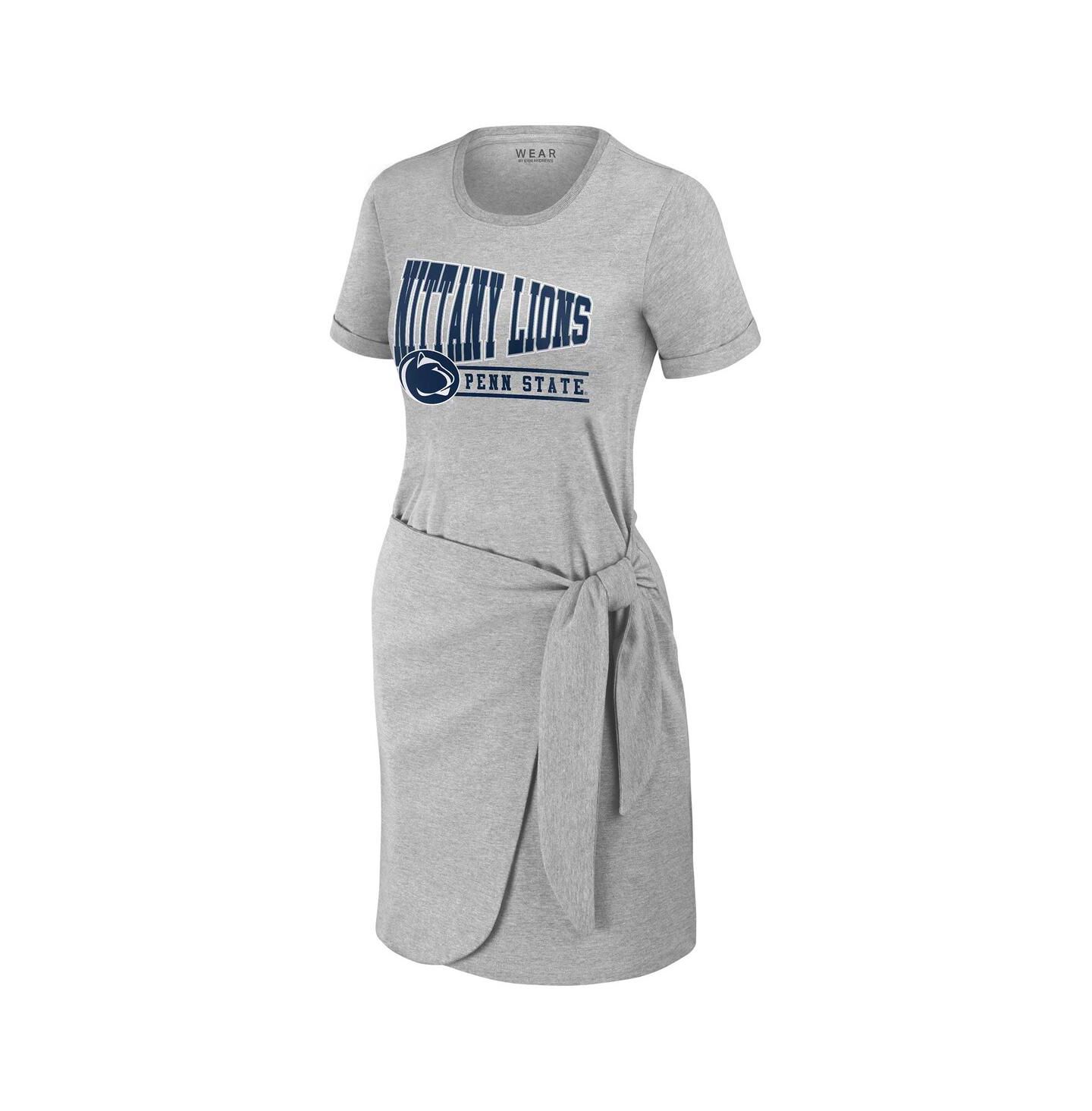 Женское платье WEAR by Erin Andrews Heather Gray Penn State Nittany Lions Knotted T-Shirt — фото 2