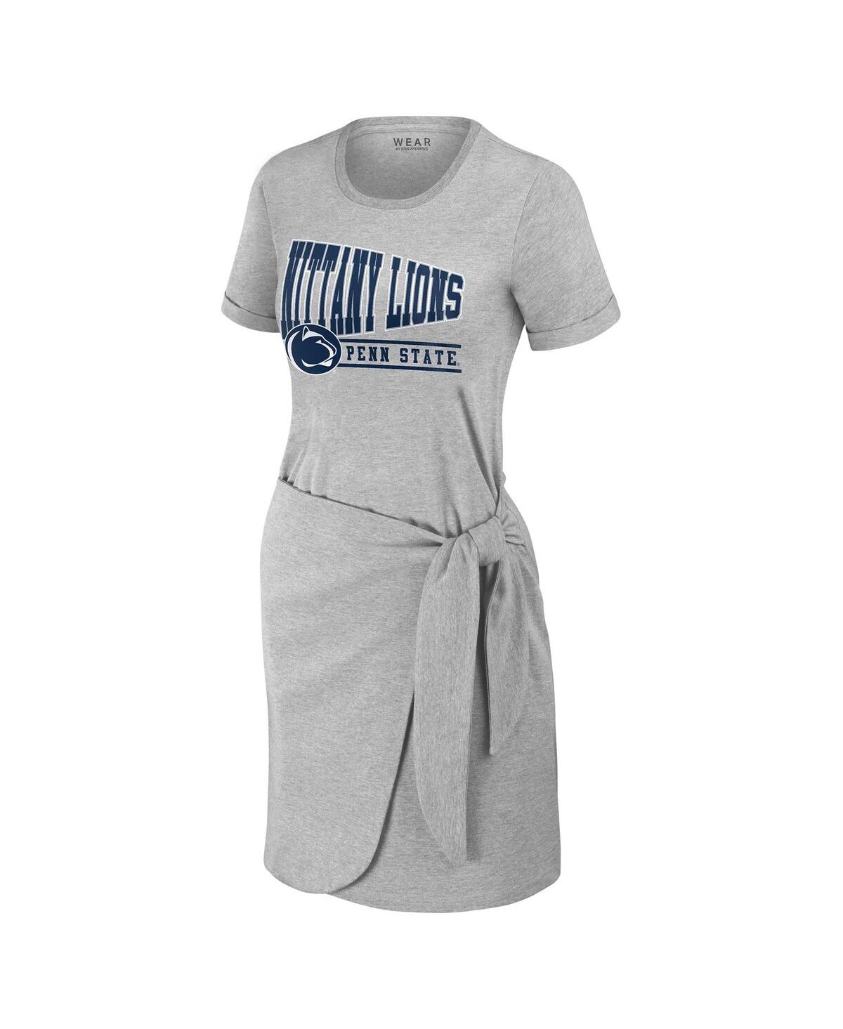 Wear by Erin Andrews Women's Heather Gray Penn State Nittany Lions Knotted T-Shirt Dress
