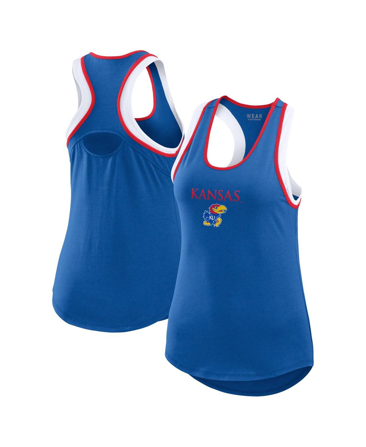 Wear by Erin Andrews Women's Royal Kansas Jayhawks Open Hole Razorback Tank Top