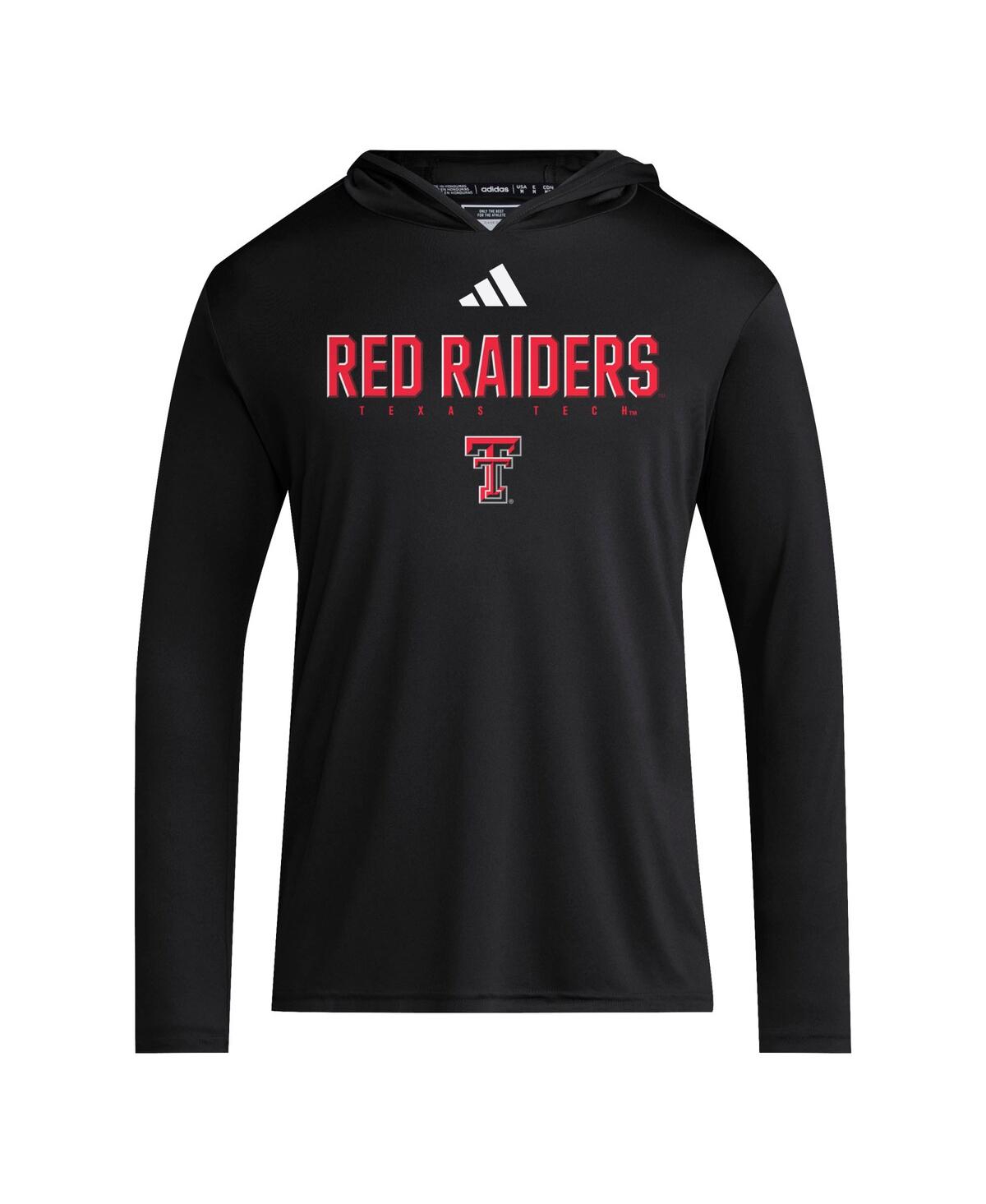 Adidas Men's Black Texas Tech Red Raiders 2025 Aeroready Sideline Training Long Sleeve Hooded T-Shirt