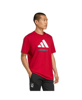 Men's Red Liverpool Three-Stripes Wordmark T-Shirt