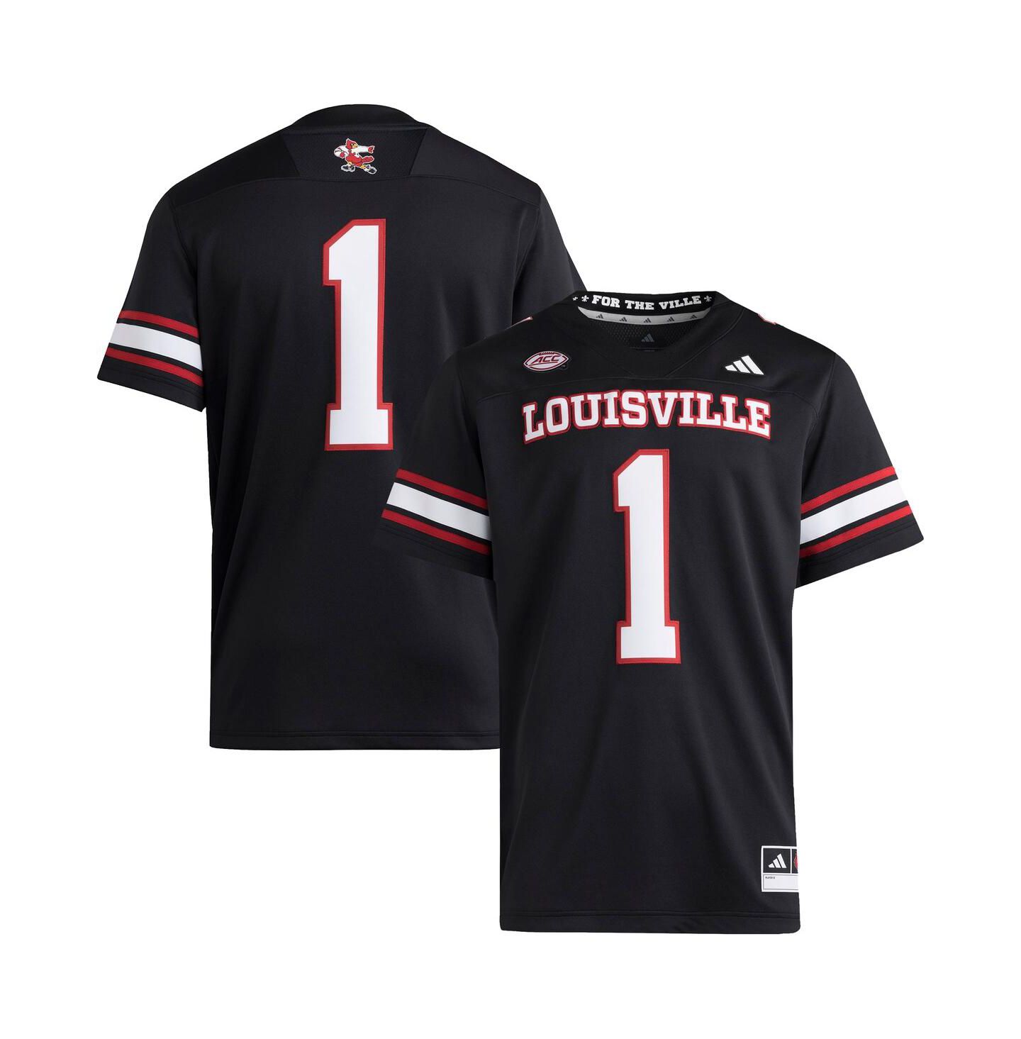 Мужской топ adidas 1 Black Louisville Cardinals Premier Strategy Jersey — фото 1