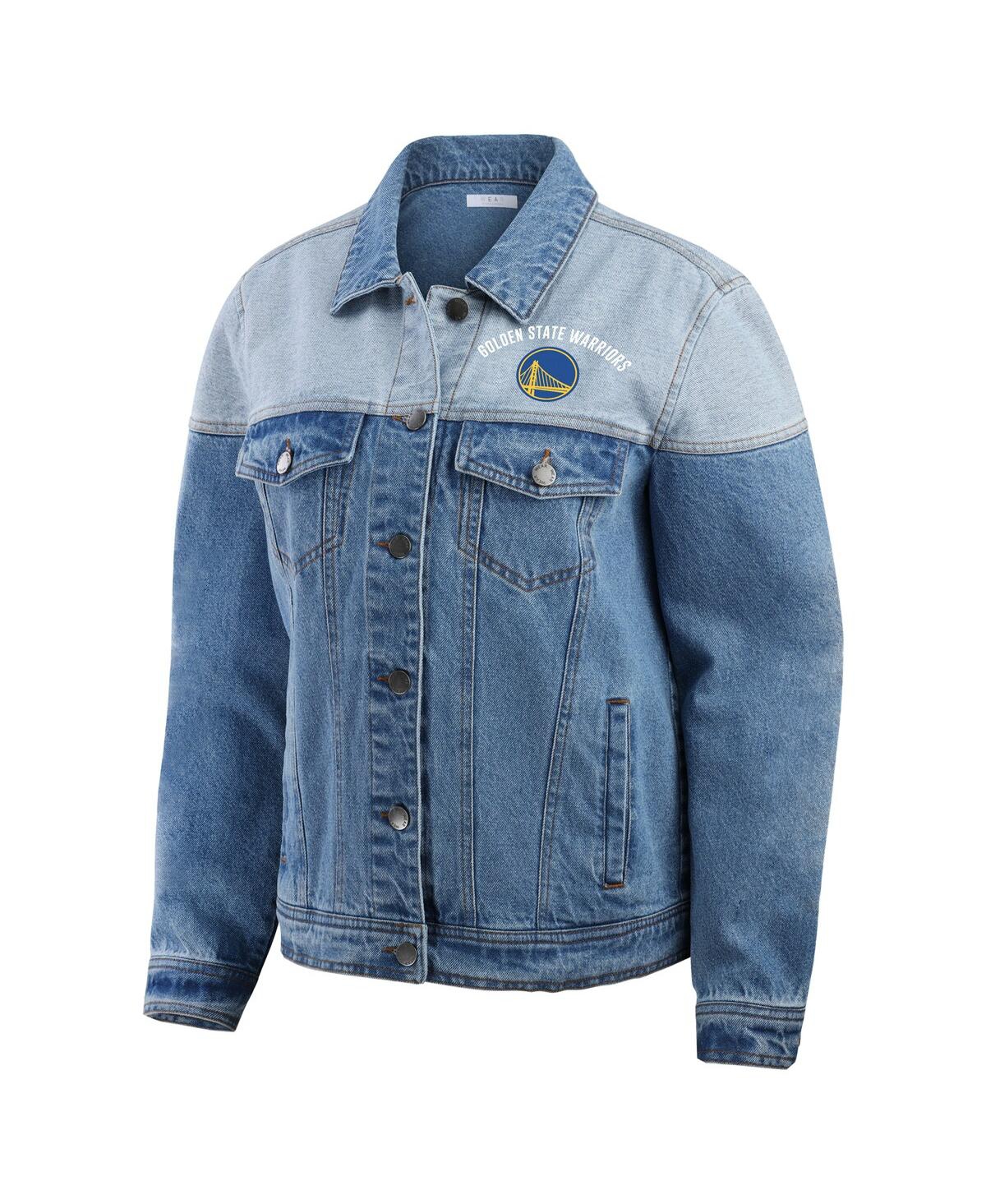 Wear by Erin Andrews Women's Blue Golden State Warriors Full-Button Denim Jacket