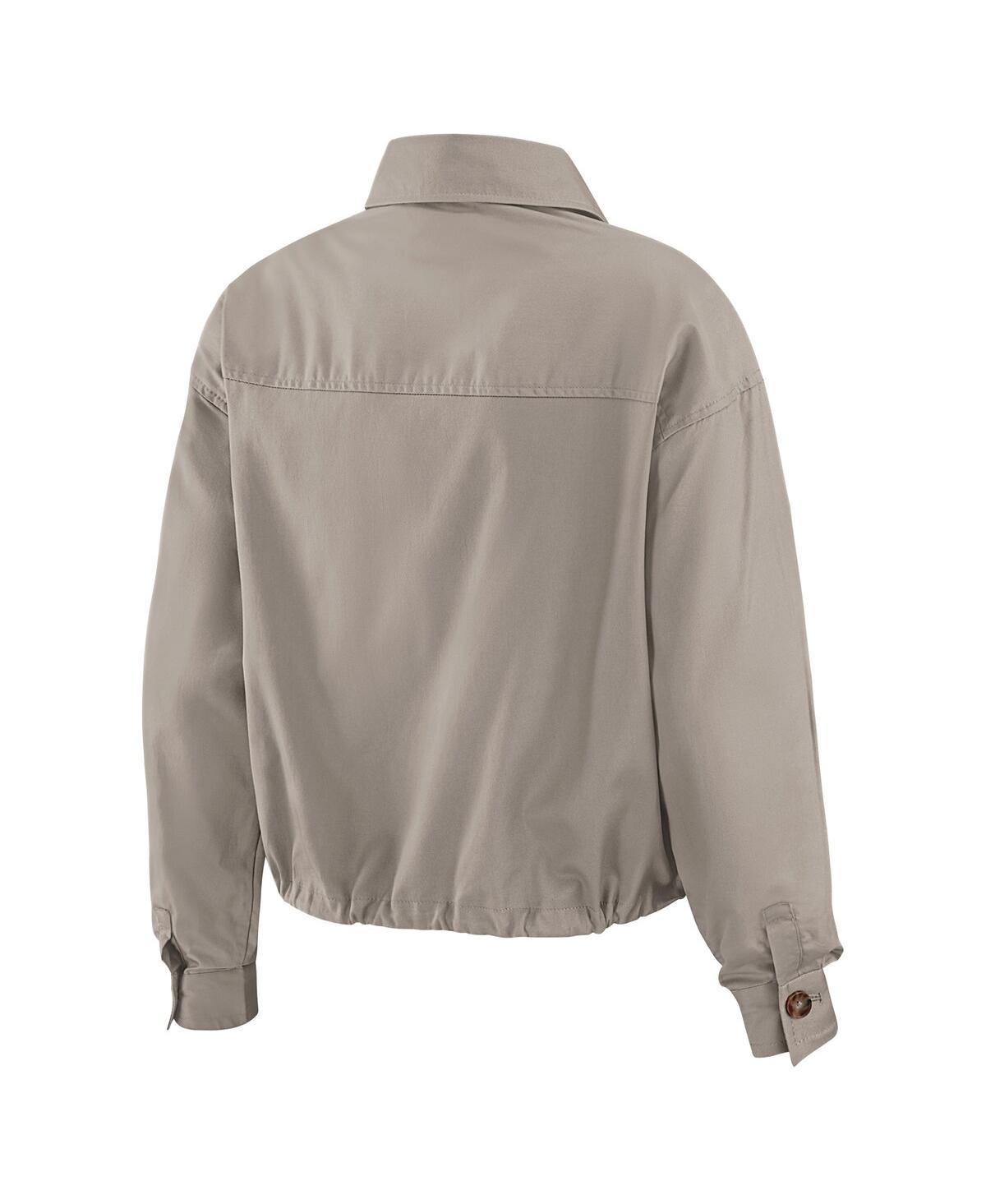 Wear By Erin Andrews Women's Gray New Jersey Devils Cinched Button-up Jacket In Brown