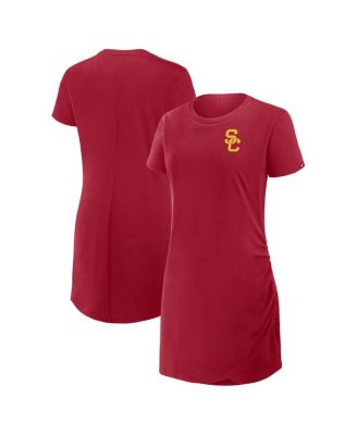 Fanatics - Women's Cardinal USC Trojans Ruched Drape T-Shirt Dress