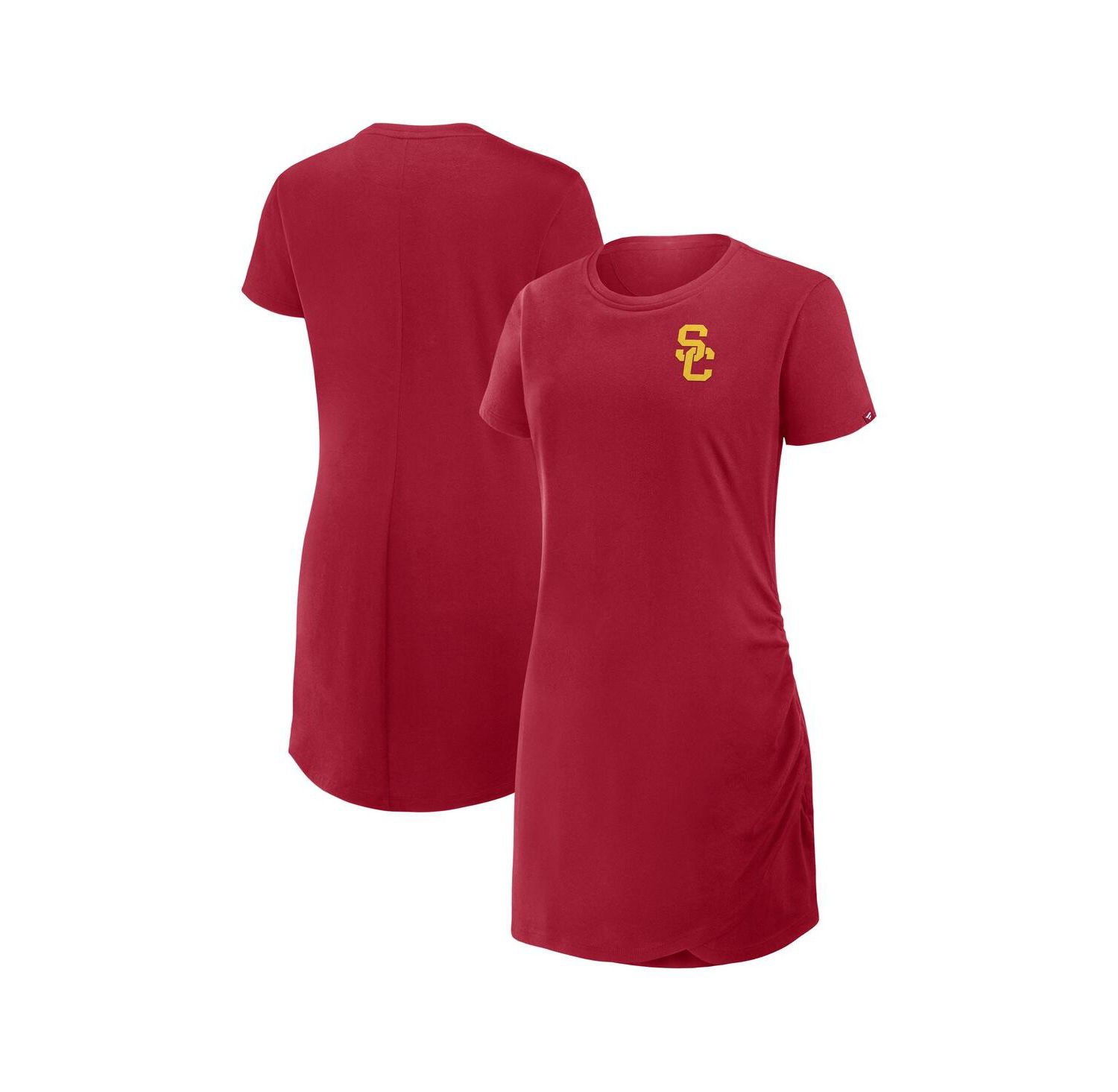 Women's Cardinal USC Trojans Ruched Drape T-Shirt Dress