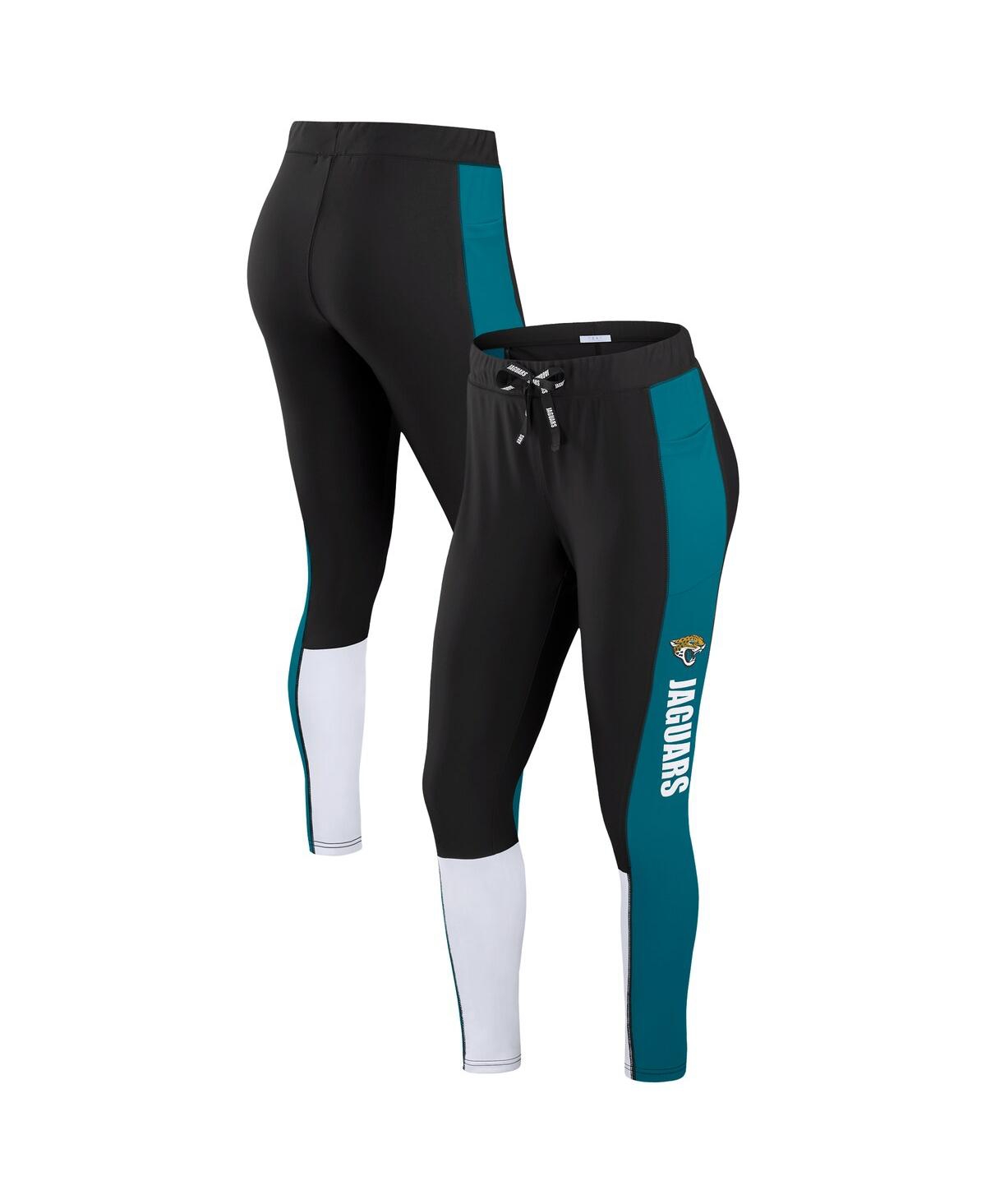 Wear By Erin Andrews Women's Black/teal Jacksonville Jaguars Color-block Leggings In Black