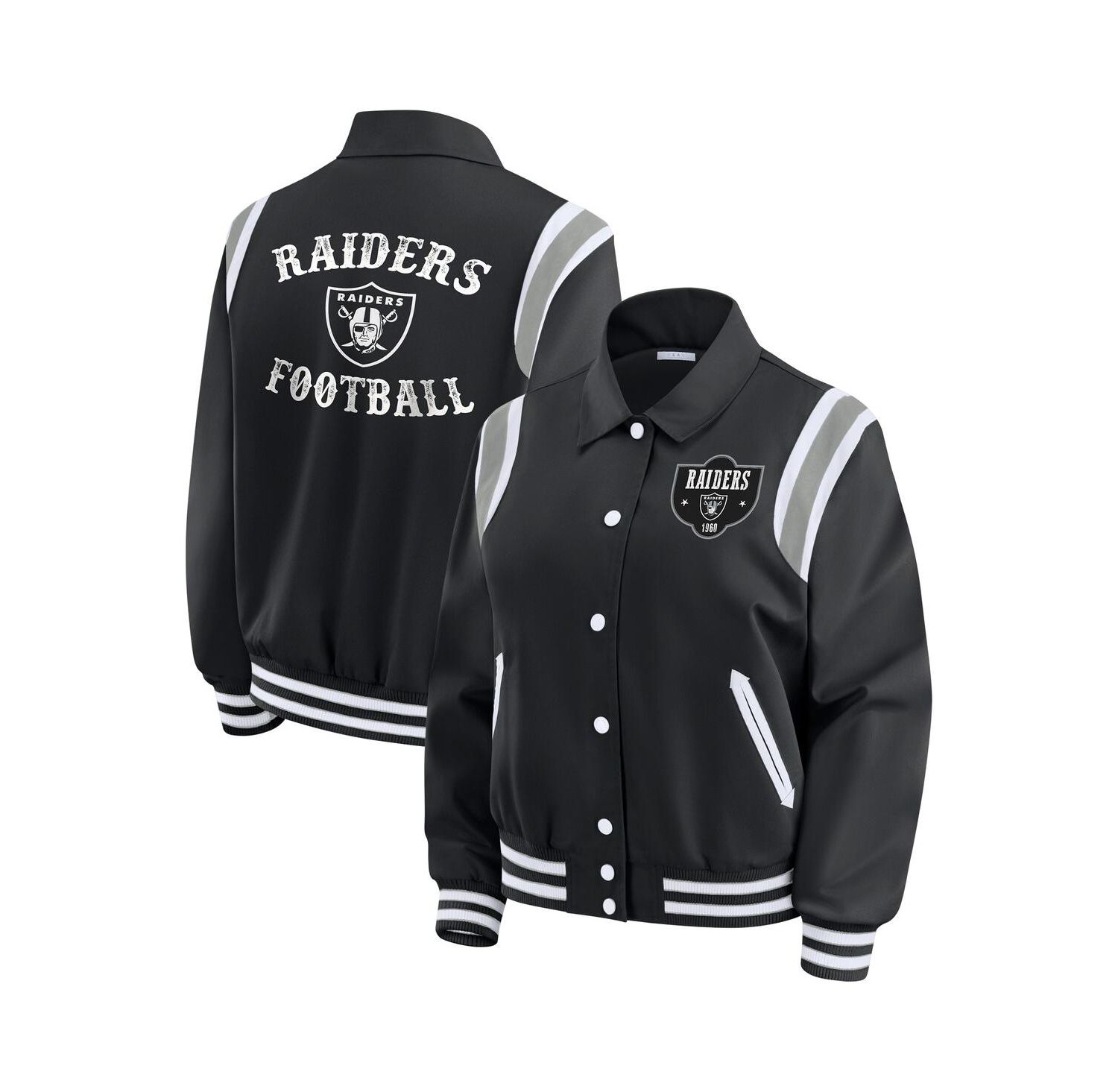 Women's Black Las Vegas Raiders Varsity Lightweight Full-Snap Jacket
