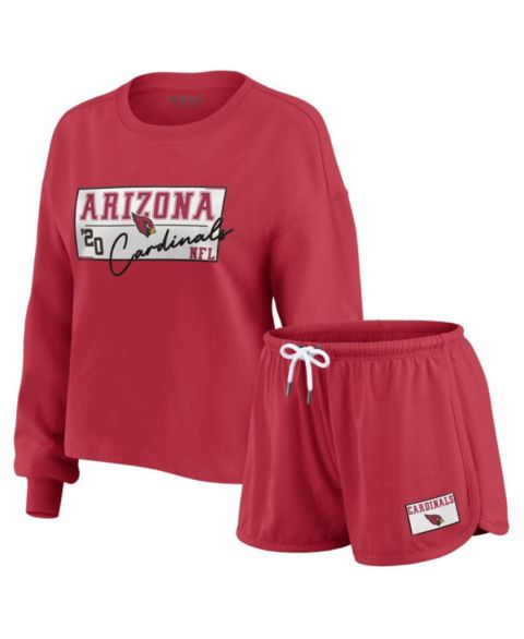WEAR by Erin Andrews Women's 2-Piece Cardinal Arizona Cardinals Heavy Rugby Jersey Long Sleeve T-Shirt and Shorts Lounge Set