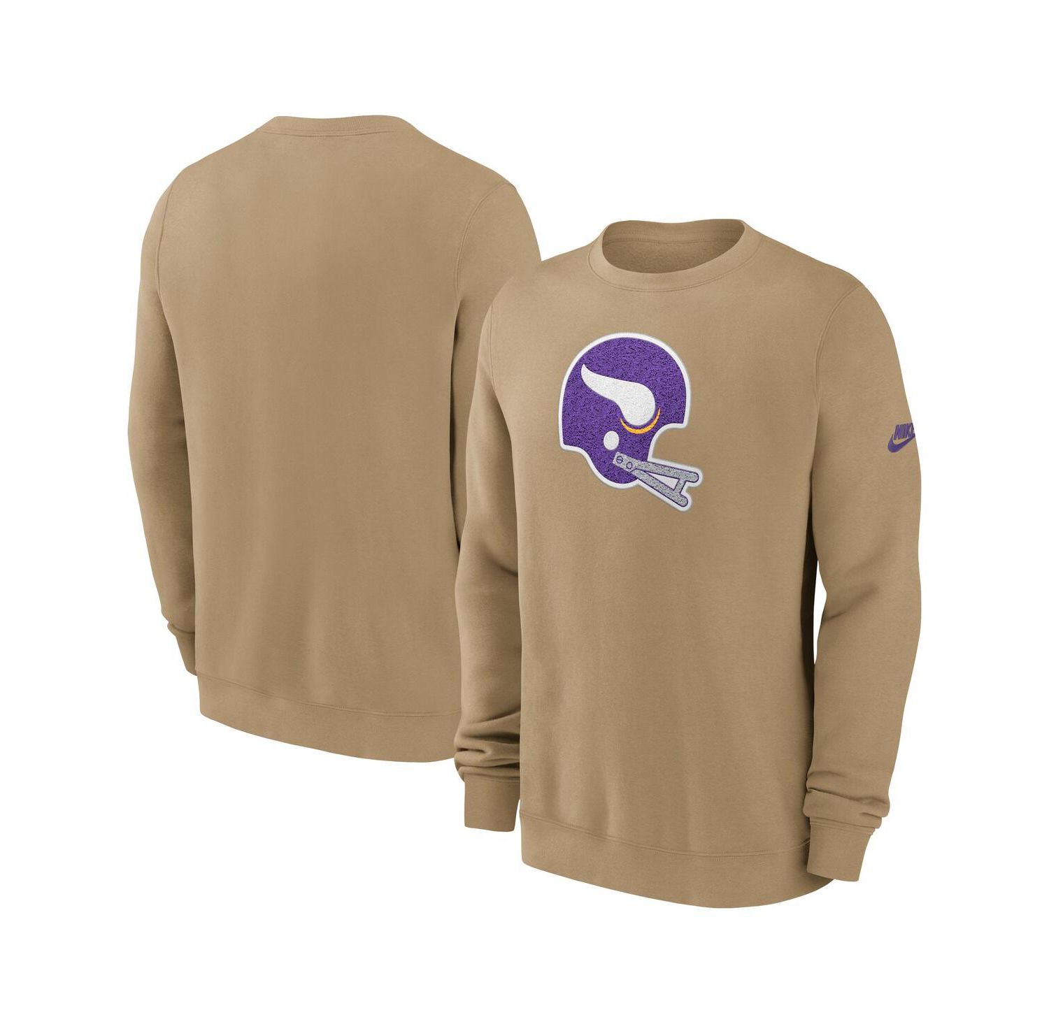 Men's Tan Minnesota Vikings Swing Pass Rewind Club Pullover Sweatshirt