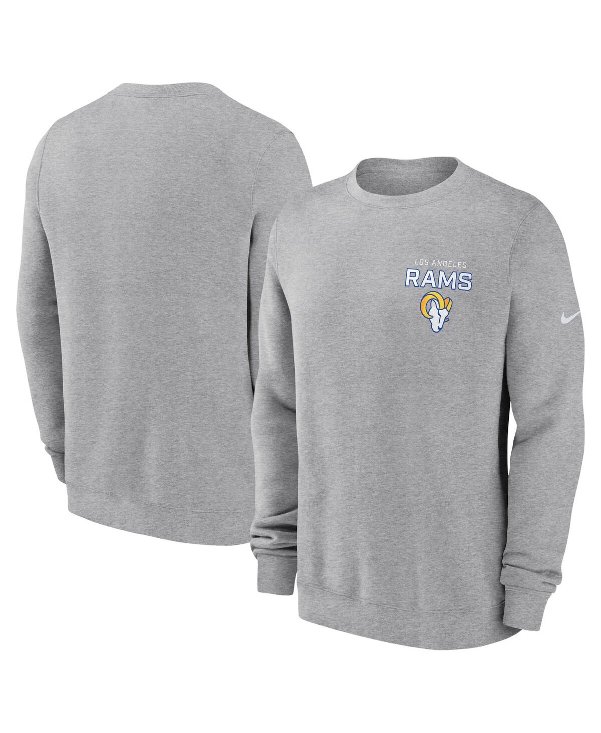 Nike Men's Heather Gray Los Angeles Rams Primetime Club Fleece Pullover Sweatshirt In Gray