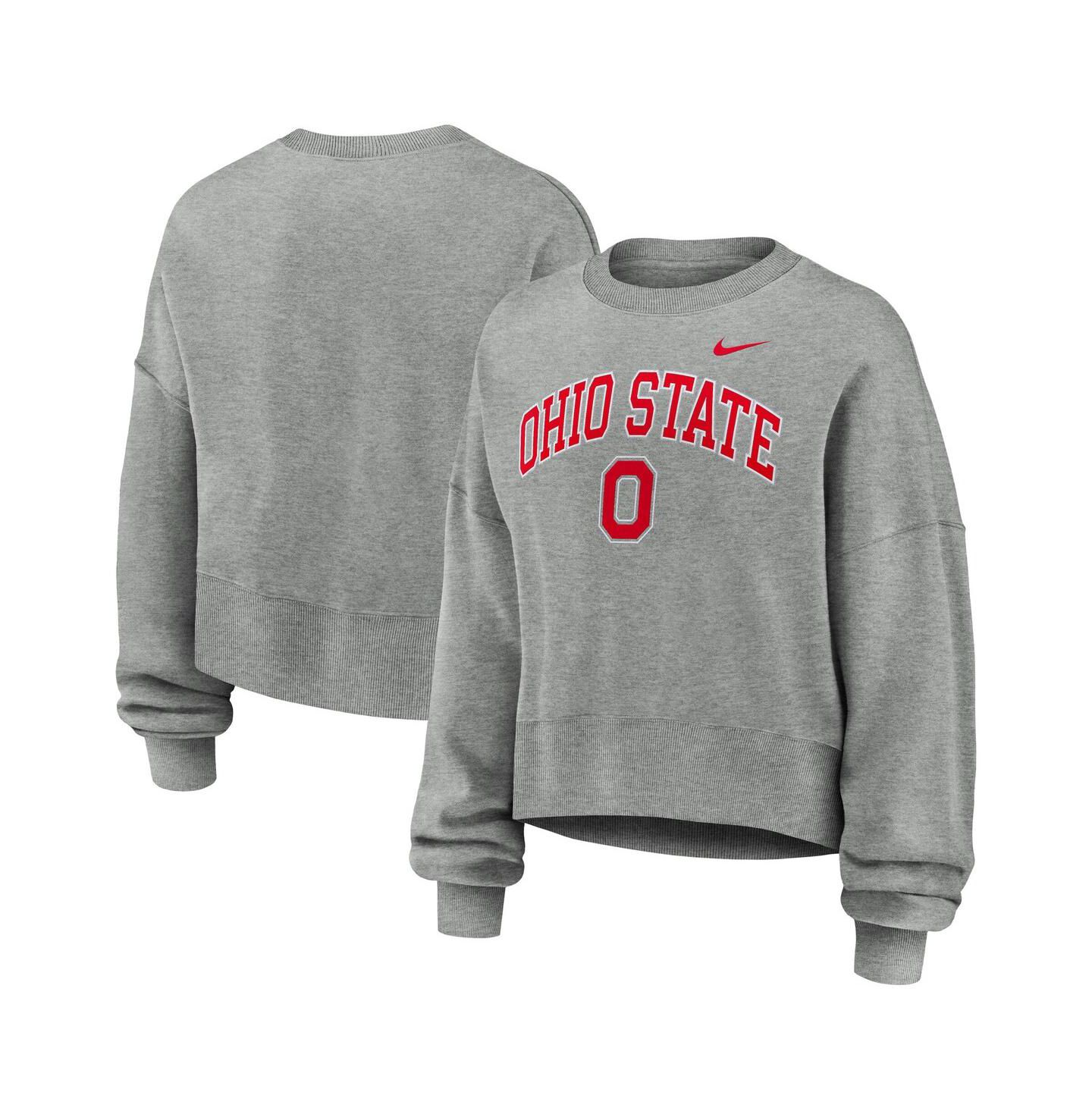 Женская толстовка Nike Heather Gray Ohio State Buckeyes Oversized Phoenix Arch Pullover — фото 1