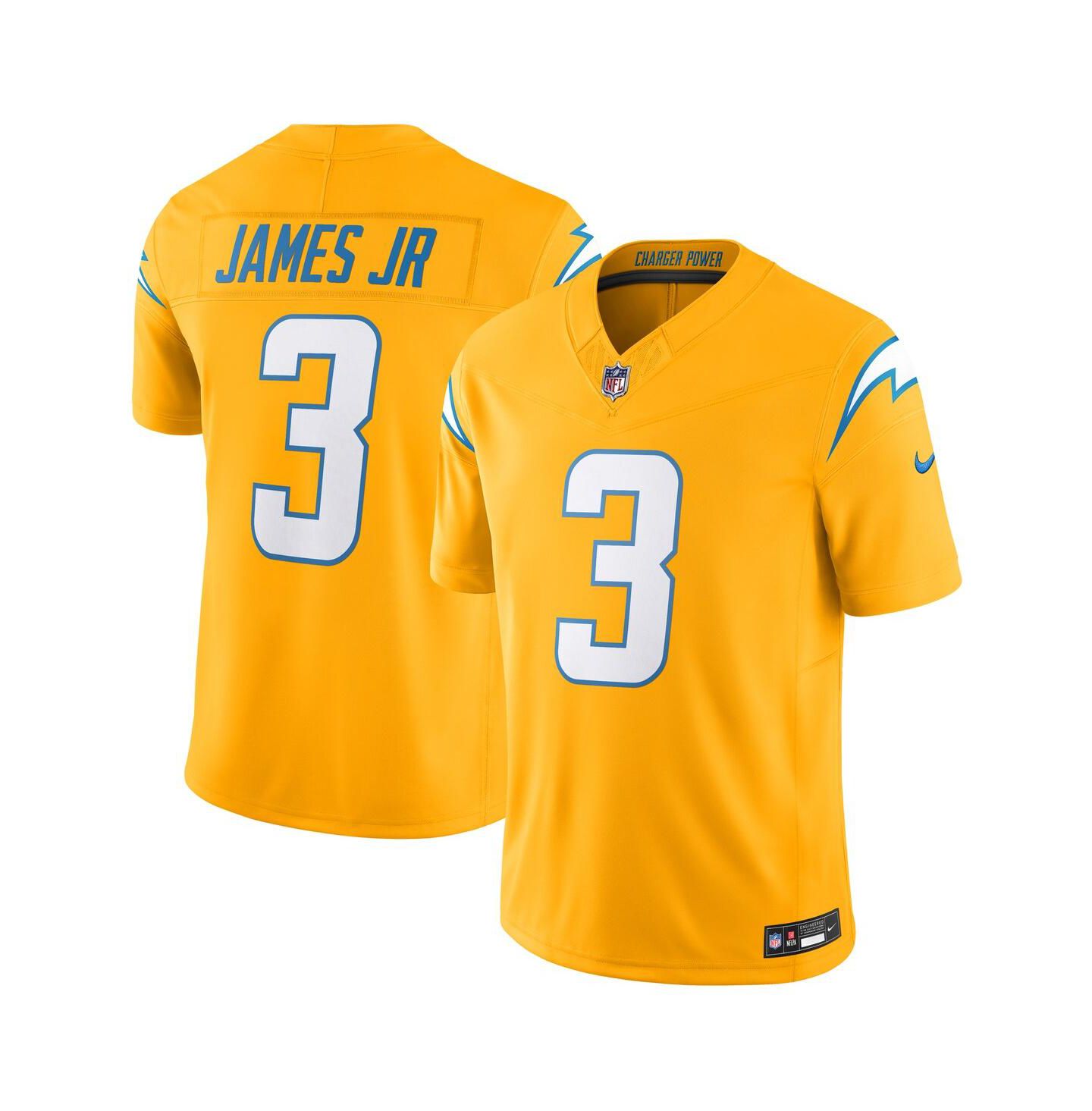Мужской топ Nike Derwin James Jr. Gold Los Angeles Chargers Alternate Charger Power Vapor F.U.S.E. Limited Jersey — фото 1