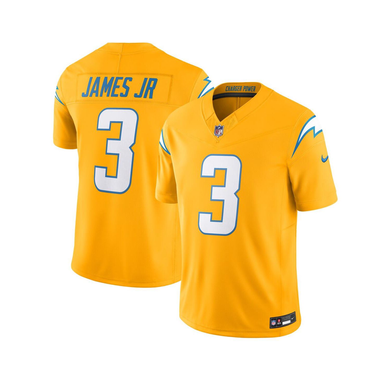 Men's Derwin James Jr. Gold Los Angeles Chargers Alternate Charger Power Vapor F.U.S.E. Limited Jersey