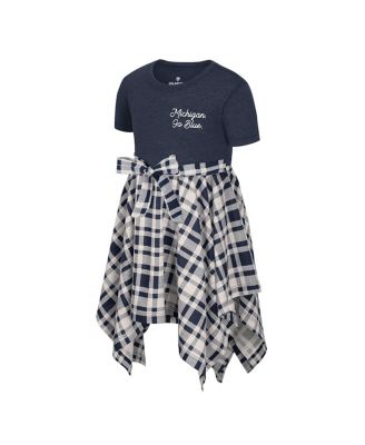 Girls Toddler Navy Michigan Wolverines Marceline Plaid Dress